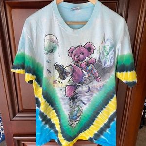 Vintage 90’s Liquid Blue Grateful Dead Dead Headers FC Soccer Graphic tie dyed